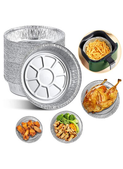 Buy 50PCS 8 Inch Disposable Aluminum Foil Plates Round Tin Foil Pie Pans for Air Fryers Baking Cooking Storage Roasting in Saudi Arabia