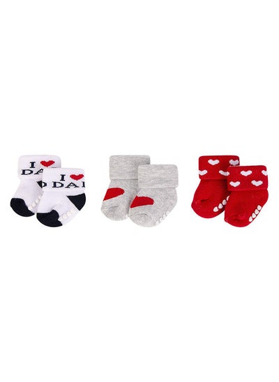 اشتري Baby Terry Socks With Non-Skid 3 Piece Nave Dad في الامارات