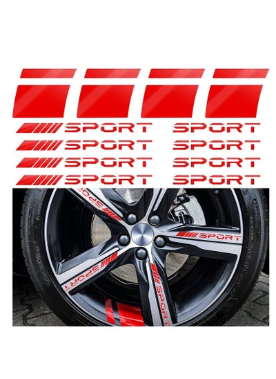 Buy Wheel Rim Decal Stripes Set Sport Emblem Reflective Stickers, Auto Racing Sport Logo Decals Waterproof Wheel Stripe Car Rim Stripes for 18-21 Inch Wheels Tire Rim Safety Decoration12 Pcs in UAE