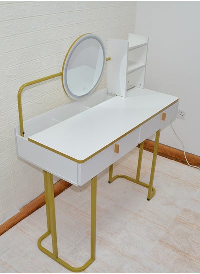 Buy Makeup Vanity Table Dressing Table Flip Mirror With Drawers 100 CM in UAE