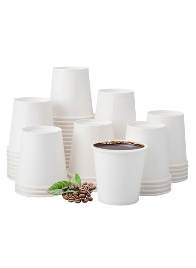 Buy 100 Disposable White Paper 4oz Cups - For Espresso, Coffee, Tea, Hot, and Cold Drinks - Ideal for Samples, Portions, and Home Use (115ml) in UAE