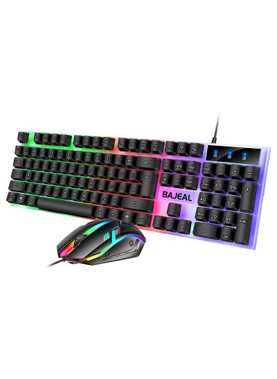 Buy T350 Wired Keyboard Mouse Combo Backlit for Gaming Office bajeal-T350-black glowing keymouse cover in Saudi Arabia