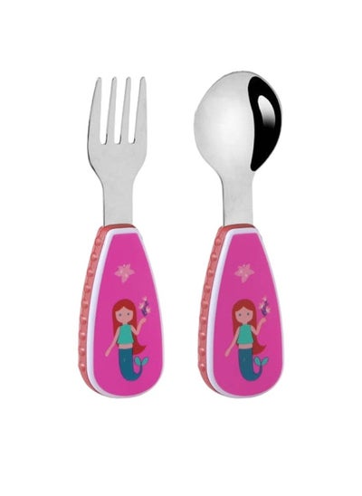 Buy Mermaid Kid's Spoon & Fork Cutlery Set with Case in UAE