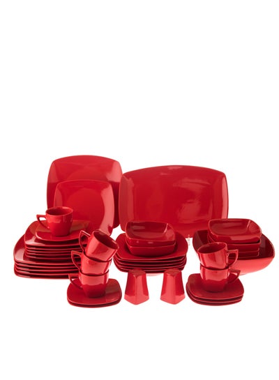 Buy Dinner set 40 pieces porcelain red in Saudi Arabia