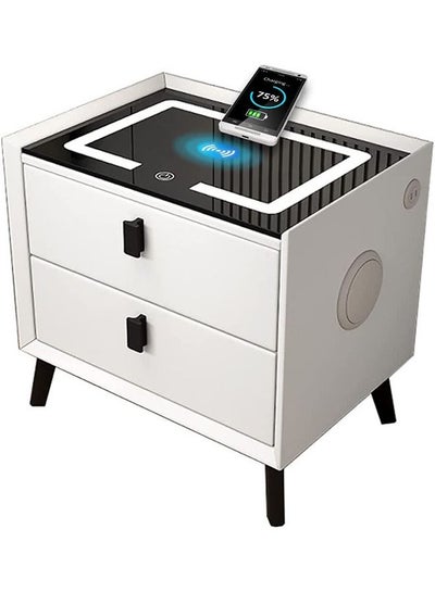 Buy Bedside Table Smart Nightstand with Wireless Charging Station Modern Night Stand with Adjustable LED Light Side Table with USB Ports for Living Room Office in Saudi Arabia