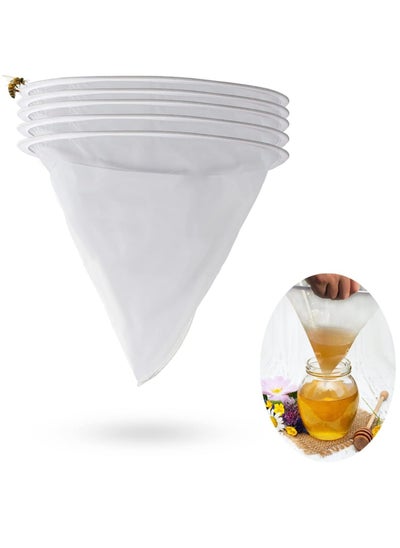 اشتري 5 Pieces Bee Honey Extraction Tool Ultra-Fine Mesh Strainer Bag For Kitchen Nylon Mesh Filter For 5 Gal Bucket في الامارات