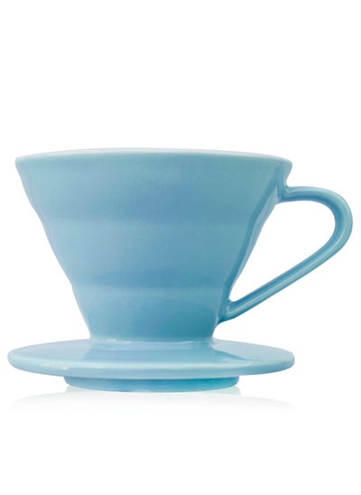 Buy V60 Ceramic Dripper 1-2 Cup Made of High Fired Ceramic Material Pour Over Coffee Maker Slow Brewing Home Office Cafe Strong Flavour Brewer Sky Blue Size 01 in Saudi Arabia