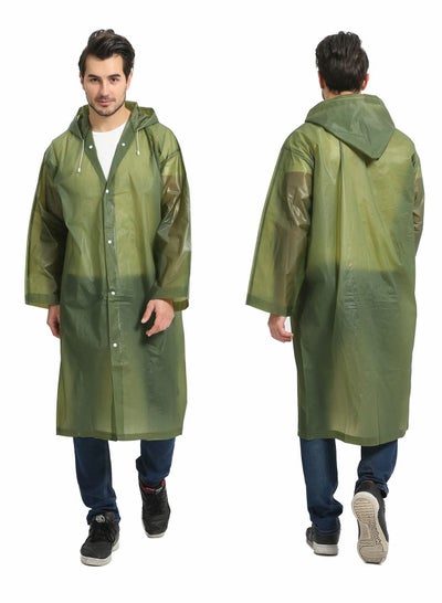 اشتري Rain Poncho for Adults 1 Pack Eva Women and Men Reusable Raincoat Jacket Packable Family Fishing Travel Emergency No Pvc with Hood Elastic Sleeving(deep Green) في السعودية