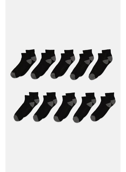 Buy Men 10 Pair Crew Socks, Black/Grey in UAE