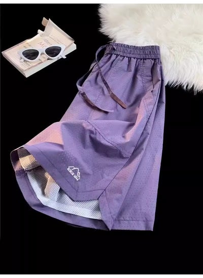 اشتري Retro Breathable Mesh Basketball Shorts for Men Purple في الامارات