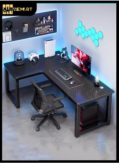 اشتري L-Shaped Desk, Gaming Desk, Corner Table, Computer Writing Black Desk, Study Table, Suitable for Home Office Dormitory Small Space, Black (120 * 80 CM) في السعودية