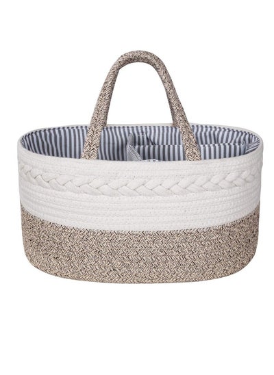 اشتري Portable Cotton Rope Diaper Caddy Nursery Storage Basket في الامارات