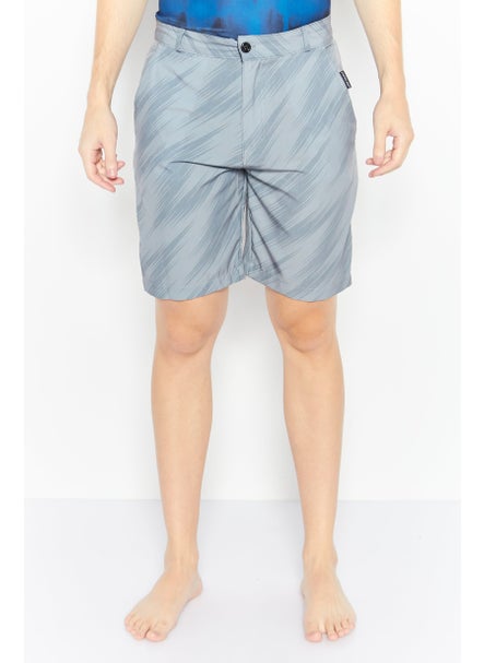 اشتري Men Allover Print Swim Shorts, Grey في الامارات