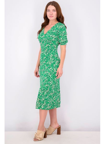 اشتري Women Allover Printed Maxi Casual Dress, Green Combo في الامارات