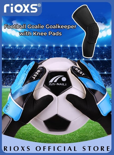 Buy Football Goalie Goalkeeper with Knee Pads Goalkeeper Gloves Boys Kids Training Soccer Gloves Palm Powerful Protection Fingers in UAE