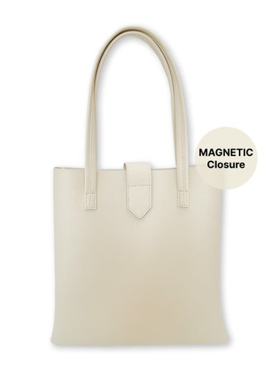 اشتري Vegan Leather Tote Bag (Cream) في الامارات