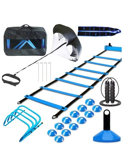 Buy Agility Ladder 1 Agility Training Equipment 1 Resistance Parachute 4 Adjustable Hurdles 12 Disc Cones 1 Jump Rope 1 Resistance Band with bag Agility Speed Training Equipment for Youth&Adults in Saudi Arabia