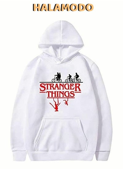 Buy Casual Hoodie Stranger Things Printed Long Sleeve Tops in UAE