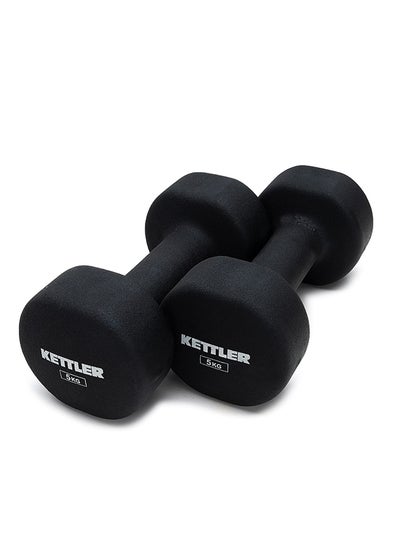 Buy Neoprene Dumbbells of 10Kg (22LB) Includes 2 Dumbbells of 5Kg (11LB) | Black | Material : Iron with Neoprene Coat | Exercise and Fitness Weights for Women and Men at Home/Gym in UAE