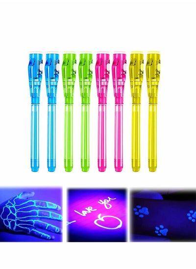 اشتري UV Pen, Invisible Ink 8Pcs Disappearing Pen with Light, Magic Marker for Secret Message Kids Party Favors Ideas Gifts, Drawing Writing Highlighter Funny Hidden في الامارات