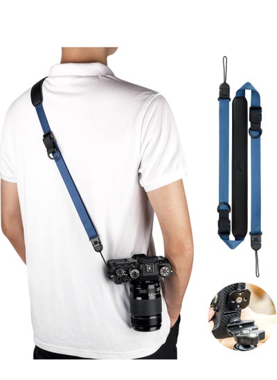 اشتري For JJC Camera Quick Shoulder Strap, Adjustable Camera Neck Belt Strap with Quick Release Plate, Anti-slip Camera Sling Strap, Suitable for Canon Sony Nikon Fuji Mirrorless Cameras (Blue) في السعودية