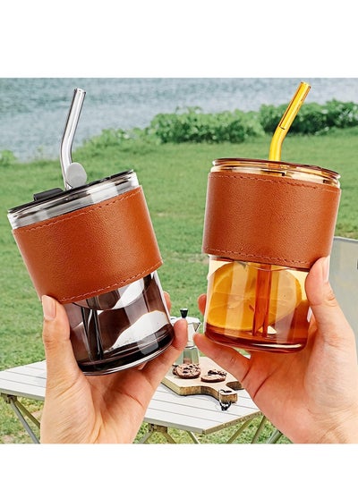 Buy Thermal Mug With Straw And Tight Lid With Leather Cover, Hot Or Cold multicolor in Egypt