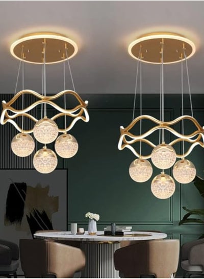 Buy LED Golden 4 Light Curvy Pendant Chandelier in UAE