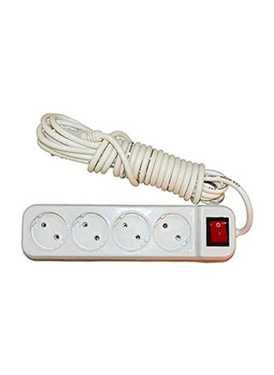 Buy 4 Plugs Power Strip With Cable 1.5m (White) in Egypt