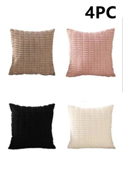 Buy 4-Piece Decorative Cushion Cover Pillow Cases Corduroy Multicolor 45x45 Centimeter in UAE