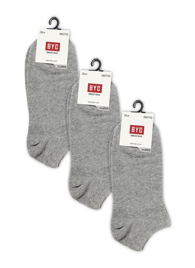 Buy MEN'S SNEAKER SOCKS - GREY (PACK OF 3) in UAE