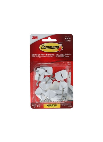 Buy 12-Piece Damage-Free Hanging Adhesive Hook Set White 20 x 40 x 20 mm 17067-9ES in Saudi Arabia