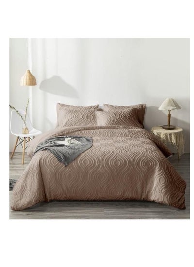 Buy Comforter set Pattern Tufted Soft & Breathable Microfiber king size 6pcs, Embroidered Textured Bedding Set in UAE