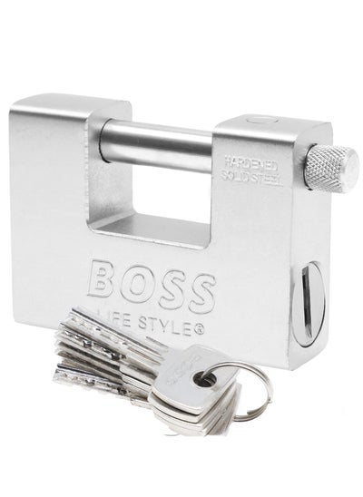 Buy Boss Lifestyle Heavy Duty 1kg Padlock with 5 Keys - Hardened Solid Steel Hardware Monoblock Lock - 12mm Thick Shackle - Protect Garages, Containers, Sheds, Shutters, Lockers, Gates and Warehouses in UAE