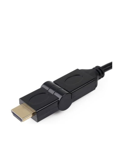 Buy Keendex kx 2510 high speed hdmi male to hdmi male cable with 180 degree rotation 10.2gbps, 1 meter - black, Ethernet in Egypt