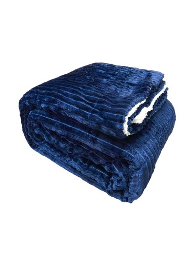 Buy Plush Throw Fleece Blanket (Navy, King) in UAE