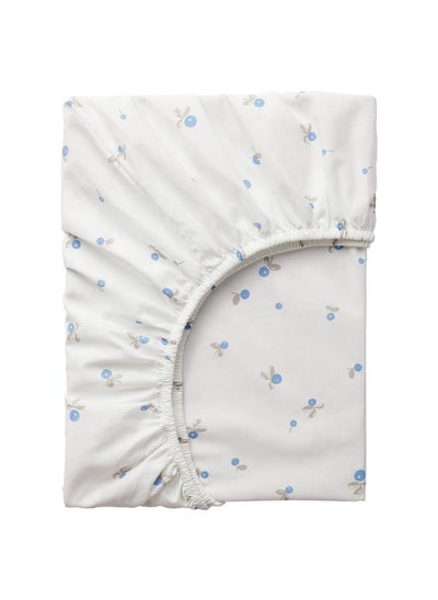 Buy Fitted Sheet For Cot White Blueberry Patterned 60X120 Cm in Saudi Arabia