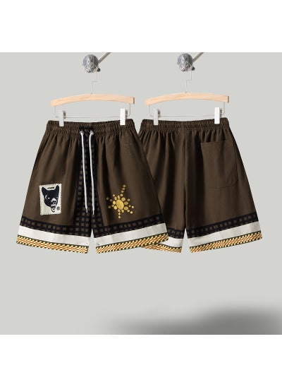 اشتري Travis Scott Embroidered Wolf Cargo Shorts Coffee في السعودية