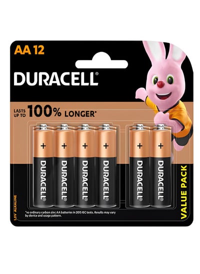 Buy 12-Piece Superior Nylon Top Closure Type AA Alkaline Batteries Multicolour ( Longer 100% ) in Egypt