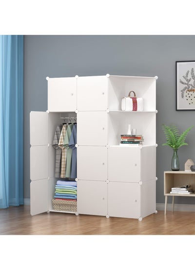 اشتري 10-Cube Storage Cabinet Closet Portable Space-Saving Wardrobe Combination Armoire With Shelf for Clothes Books Toys Towels في السعودية