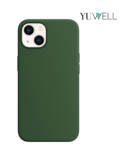 Buy iPhone 14 Plus Case Silicone Shockproof Protective Case Cover 6.7 Inch Soft Liquid Gel Rubber iPhone 14 Plus Silicone Case Dark Green in UAE