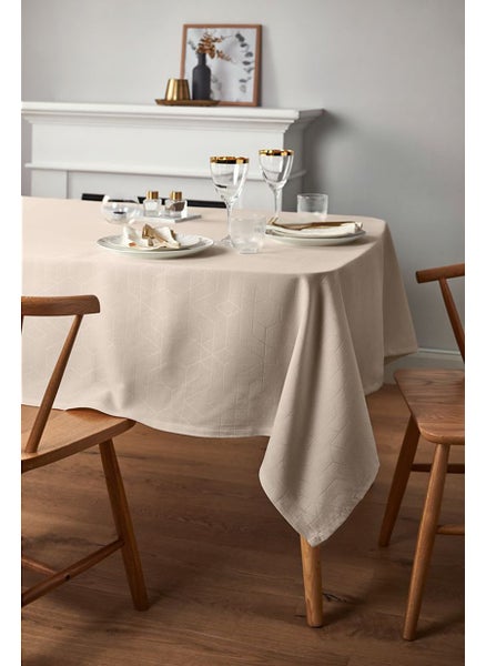 Buy Jacquard Table Cloth 150 x 275 cm, Cream in UAE