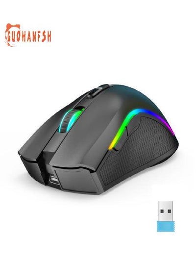 اشتري T69 2.4GHz Wireless Mouse RGB 7 ons Ergonomic Lightweight Type-C Rechargeable Universal Cordless Computer Gaming Mouse PC Accessories في السعودية