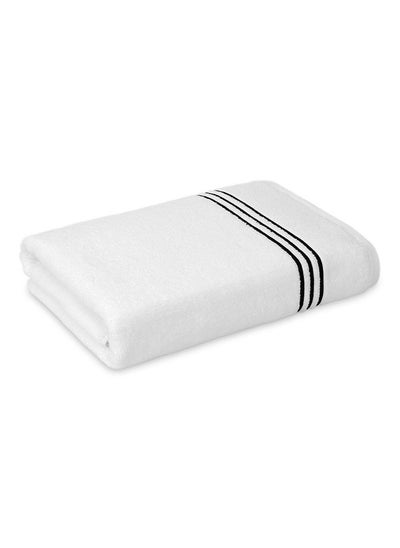 Buy Hotel Embroidery Bath Sheet, White & Navy - 500 GSM, 165x85 cm in UAE