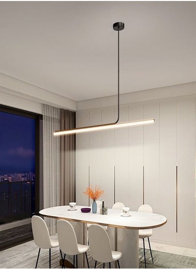 اشتري Modern Nordic Style 48W LED Three Colors Dimmable Golden Pendant Linear Chandelier Lightening for Dinning Room Bedroom Kitchen في الامارات