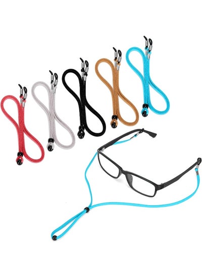 اشتري 5PCS Premium Leather Eyeglass Straps, Anti-slip Eyeglass Chains Lanyard, Adjustable Eyewear Retainers, Sport Sunglass Retainer Holder Strap for Men and Women في الامارات