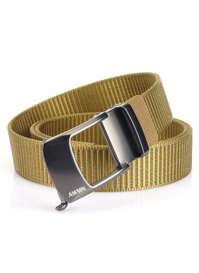 Buy New Mens Casual Simple Nylon Braided Belt New Design Automatic Buckle Toothless Adjustable Cuttable BeltWolf Brown Wolf Brown in Saudi Arabia