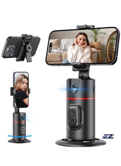 اشتري Auto Face Tracking Tripod – Smart 360° Rotation Body Phone Camera Mount for Vlogs & TikTok with Remote, Extendable, Rechargeable (Black) في الامارات