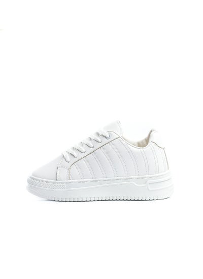 Buy Minimalist Side Embroidered Lace-Up White Flat Sneakers in Egypt