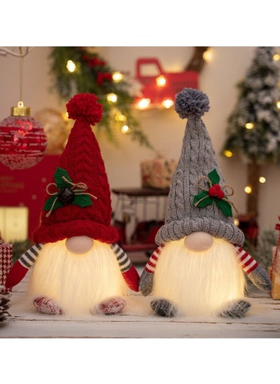 Buy 2 Pack Christmas Gnomes Plush with LED Lighting Beard, Handmade Swedish Tomte Santa Scandinavian Figurine in UAE