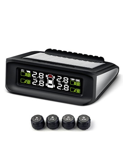 اشتري Solar Tire Pressure Detector Car Wireless Tire Pressure Monitor Monitoring System Waterproof with 4 Sensors Alarm Function في السعودية